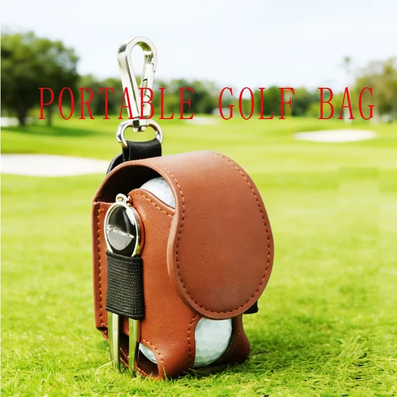 Set da due pezzi di borsa protettiva per palline da golf in PU, portatile da esterno, da appendere in vita, con set di aghi per palline
