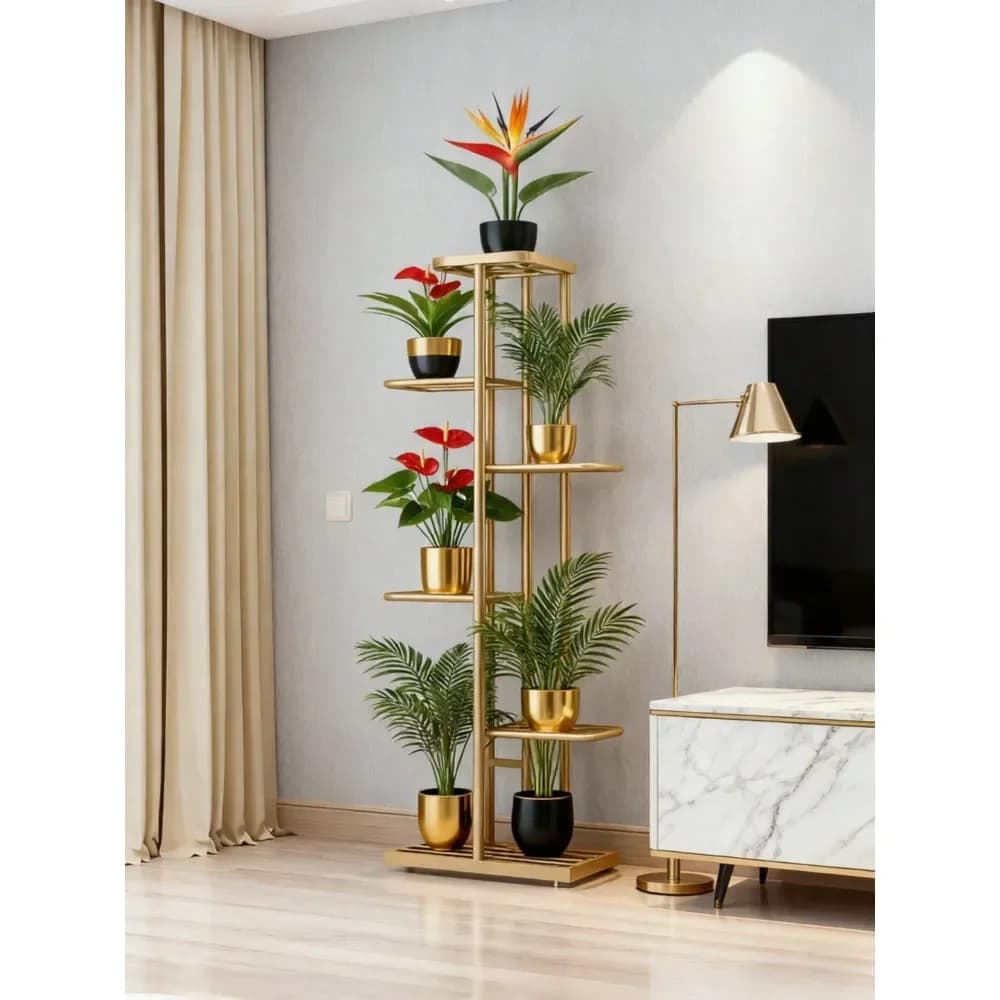 Shelves at 6 levels for plants, pot holder for interior and exterior decorations.