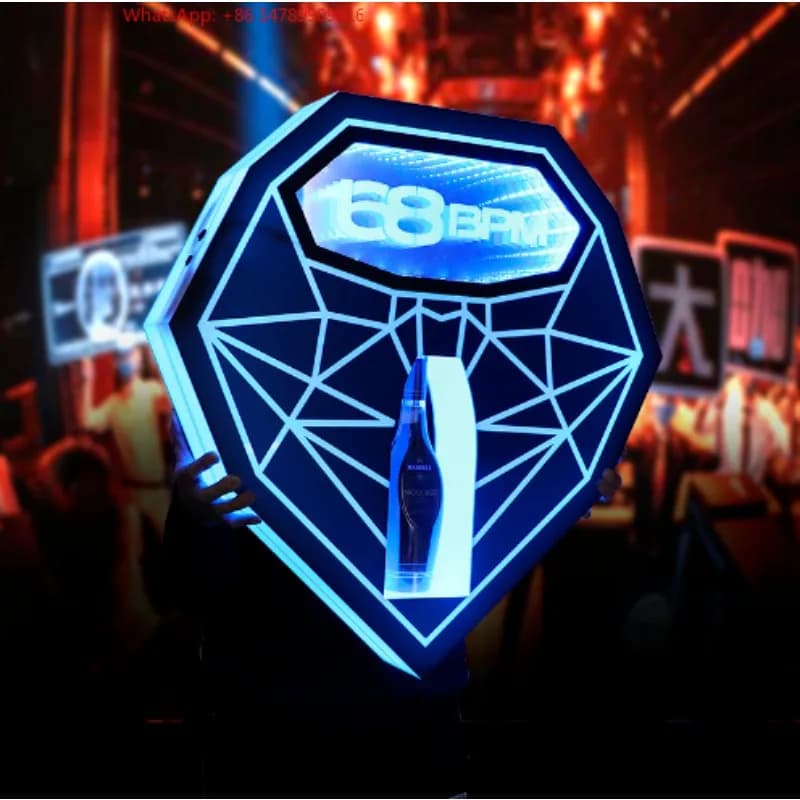 Espositore LED Premium Personalizzato per Liquori, Espositore Luminoso a LED per Bottiglie per Bar e Locali Notturni, Pannello a Diamante Luminoso e Telecomando W