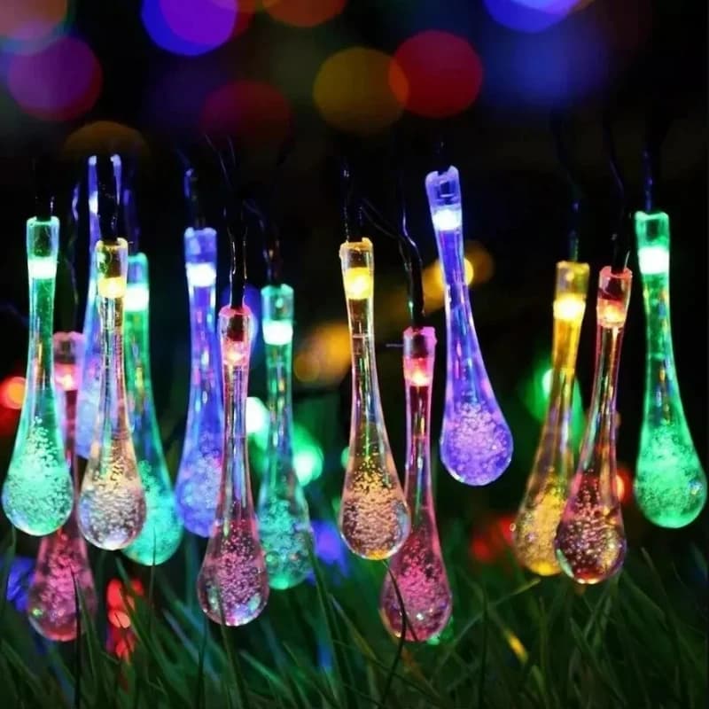 5M 20LEDS Water Droplets Solar Ambient Lights Waterproof Outdoor Decoration Garland Fariy Lights Christmas Wedding Party Garden