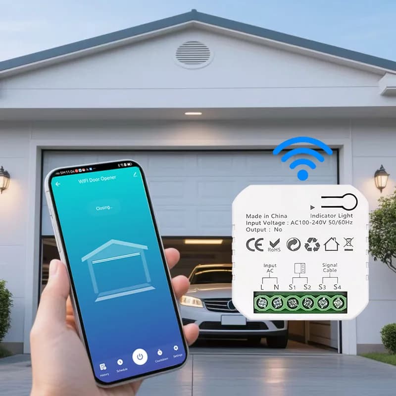 Controller WiFi Intelligente per Porte di Garage e Cancelli Scorrevoli, Monitoraggio Remoto via App, Controllo Apertura/Chiusura con Timer, Compatibile con Tuya