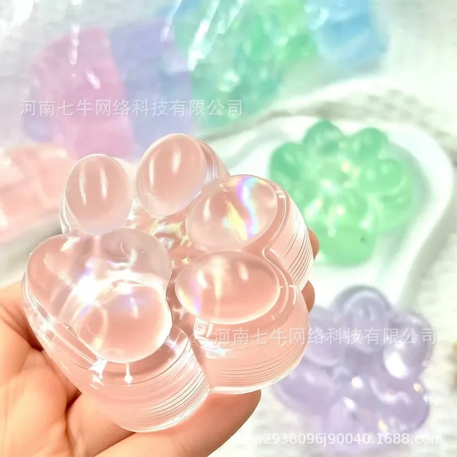 1 Pezzo Nuovo Giocattolo Squishy a Forma di Zampa di Gatto con Glitter, Antistress in TPR a Lenta Risposta, Giocattolo Decompressione Adesivo dall'Aspetto Accattivante per Adulti