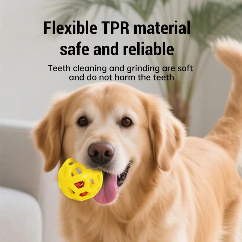 Palline Giocattolo per Cani in TPR Rimbalzanti con Campanello, Palline Interattive in Gomma Cava per l'Addestramento e la Pulizia dei Denti dei Cuccioli