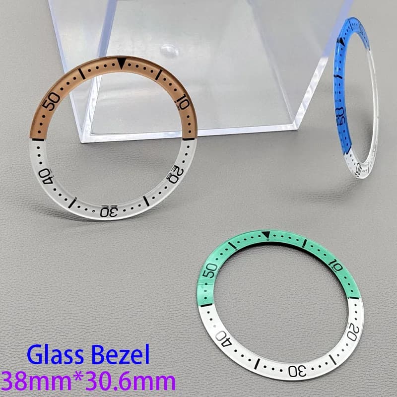 Customized 38mm*30.6mm Sloped Glass Bezel Insert Fits SKX007 SRPD SUB GMT Watch Case Men Diving Watch Replace Modification Parts