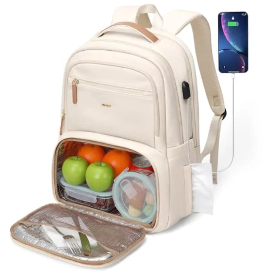 Zaino porta pranzo termico per donna e uomo con porta USB per la ricarica, zaino porta pannolini e laptop per viaggi, picnic e lavoro