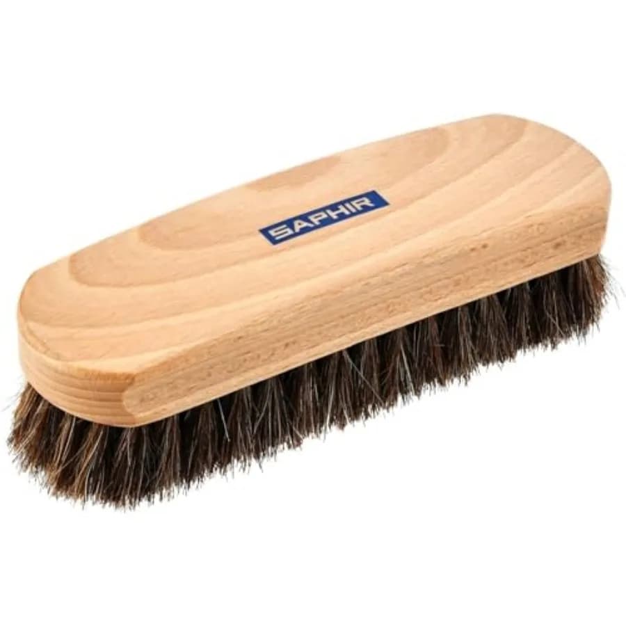 Spazzola in Crine Naturale Saphir - Spazzola per Lucidatura Scarpe in Pelle - 7 Pollici 18cm