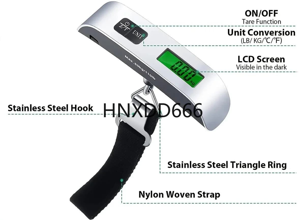 Luggage Scale, Digital Portable Handheld Suitcase Weight for Travel with Rubber Paint Sensor, 110 Pounds, Battery Included