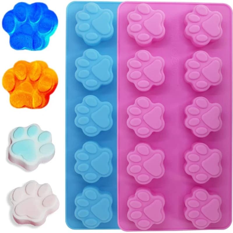 Stampo in Silicone per Impronte di Zampe, Riutilizzabile, per Cani e Gatti, per Ghiaccio, Caramelle, Cioccolato, Adatto per Forno, Congelatore e Lavastoviglie