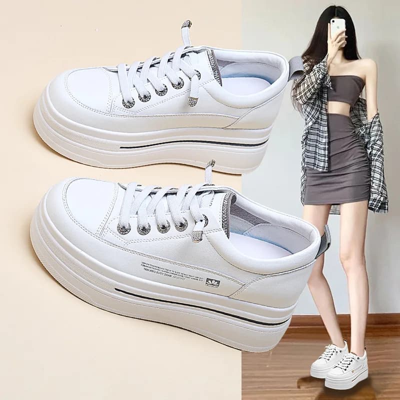 Thick soled white shoes for women spring 2025 sports and leisure shoes for women flat shoes for women