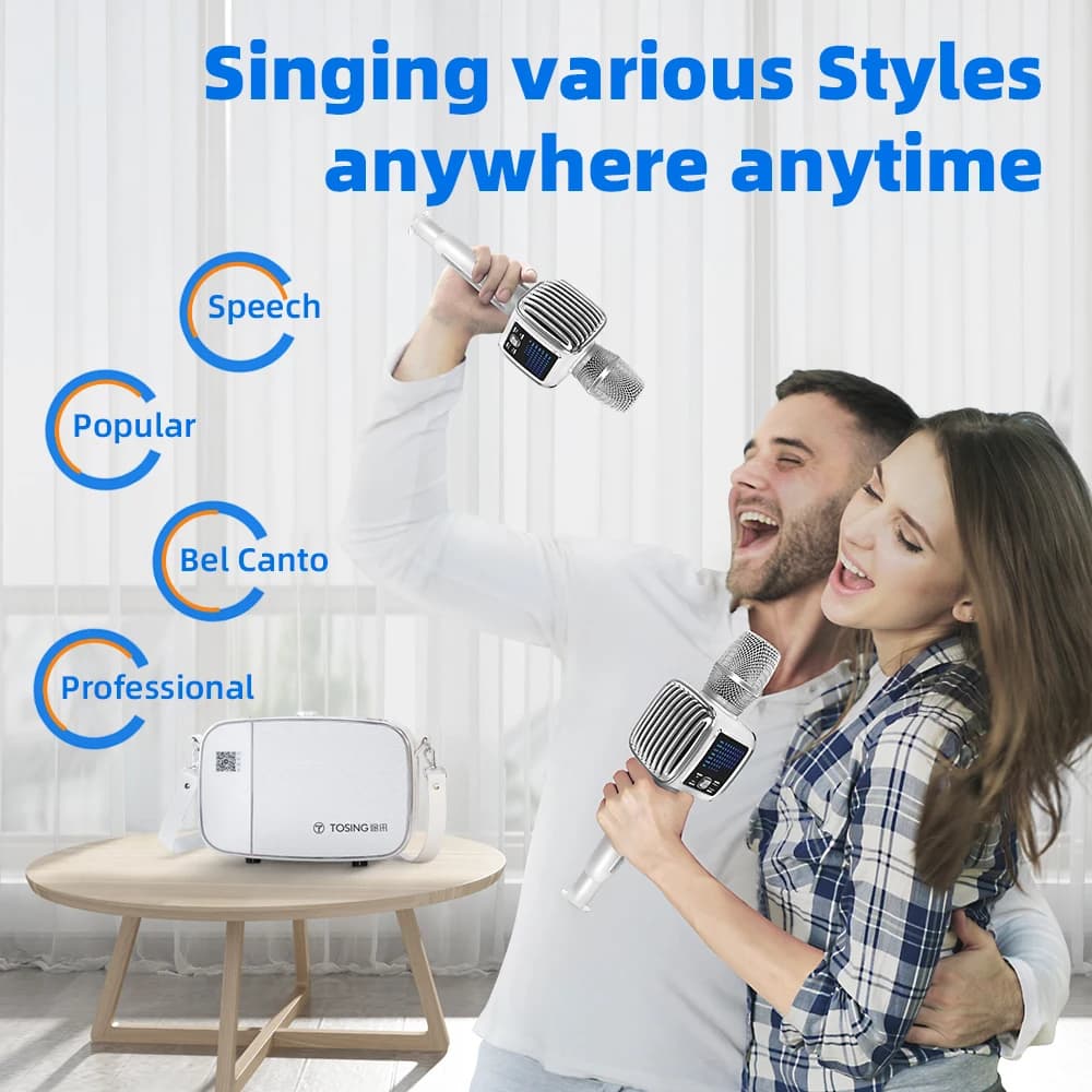 2026unico per Tosing A9 50W Wireless per macchina karaoke Bluetooth Microfono portatile con 2 microfoni wireless per adulti H