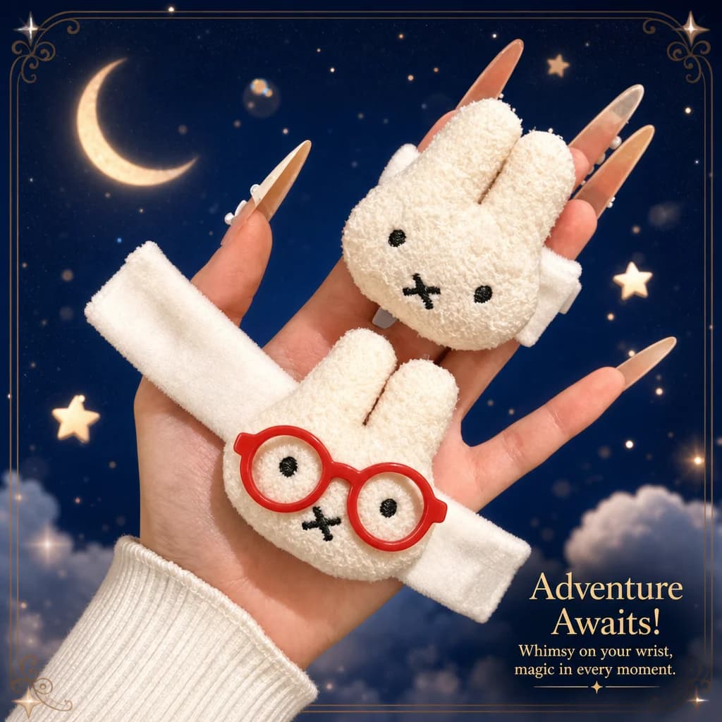 Adorable Miffy Rabbit with Glasses Plush Toy Backpack Charm Cartoon Pendant Shoulder Strap Velcro Decoration Gift For Friends