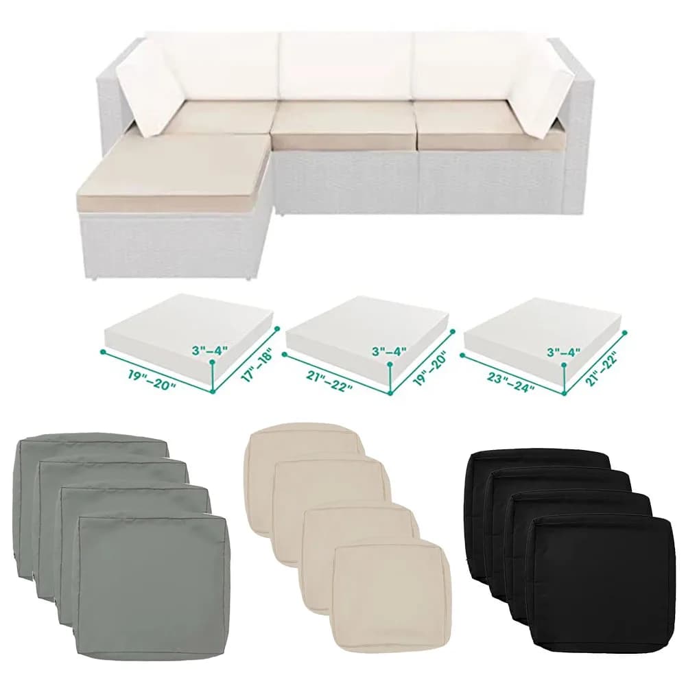 1-4 Set Sofa Cushion Outdoor Garden Cushion Inner Cover Chair Cushion Sofa Cushion Replacement Cover