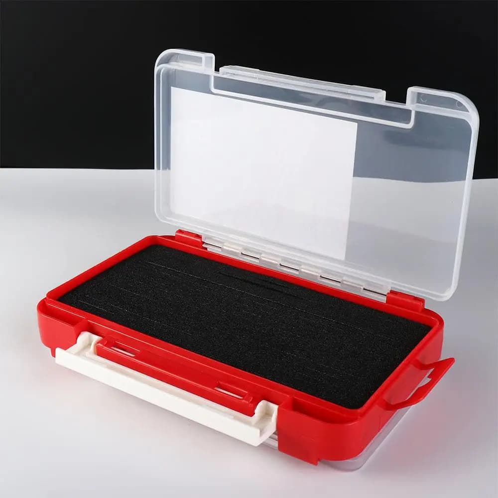 Contenitore per Attrezzatura da Pesca a 2 Strati, Scatola per Ami da Pesca, Scatola per Testine Jig, Scatola per Accessori in Spugna, Scatola per Esche, Custodia per Conservazione Esche