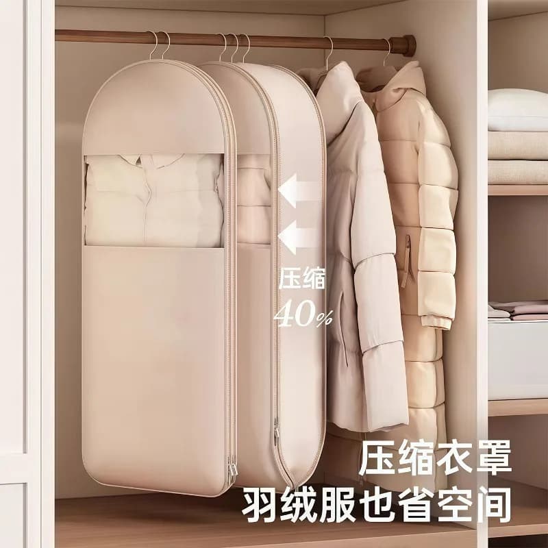 Sacchetto a compressione per piumini, sacchetto antipolvere per vestiti, copertura antipolvere per abiti, sacchetto appendibile per guardaroba domestico, sacchetto appendibile per cappotti