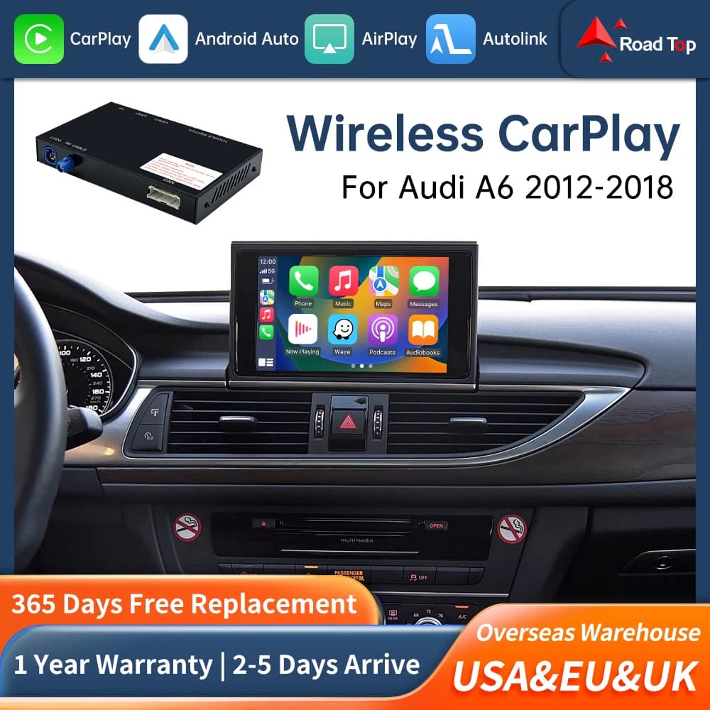 Road Top Wireless Carplay Decoder Interface For Audi A6 HN RMC MHI2 2012-2018 With AirPlay Mirror Link Car Play Android Auto