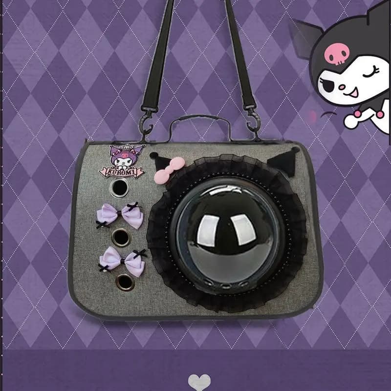 Borsa a tracolla Sanrio Kuromi a forma di capsula spaziale, portatile, traspirante, per uscite, dal design accattivante, alla moda e semplice, con motivo a cartone animato.