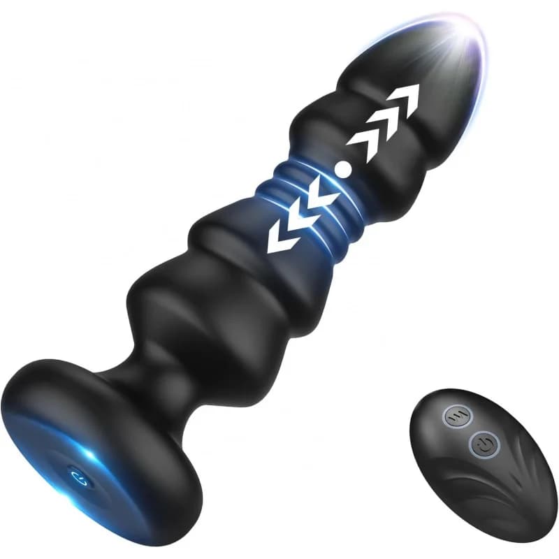 Thrusting Sex Toys Plug - Toy sex toy remote control vibrating butt plug G Point vibrator,Beaded belt 5 Vibrating