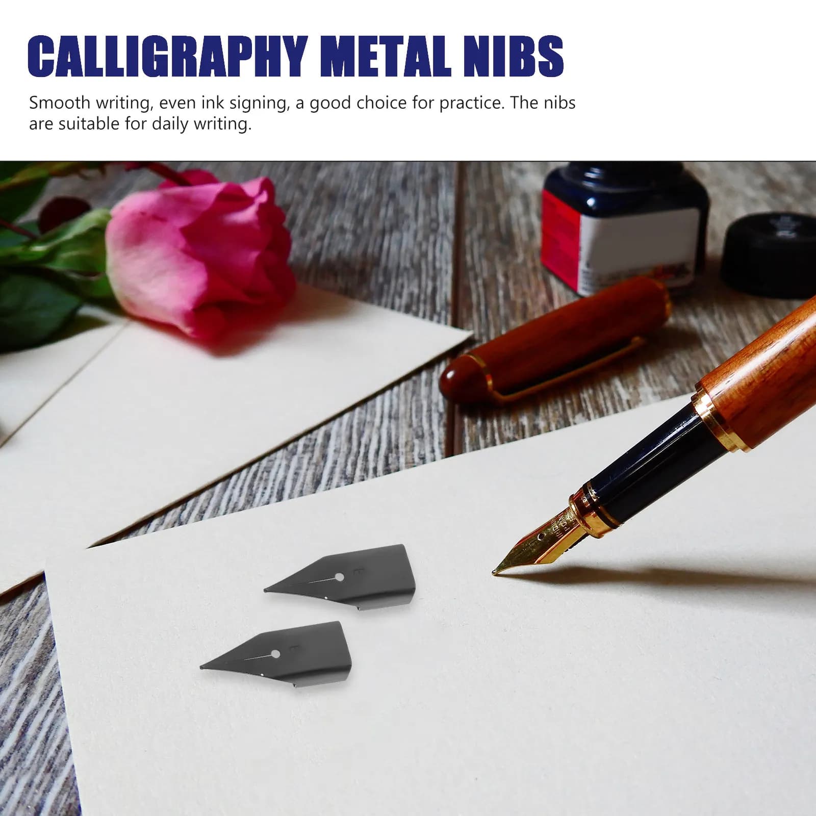 10Pcs Calligraphy Nibs Set Fine Point Fountain Pen Nibs for Smooth Writing Drawing Practice School Office Supplies