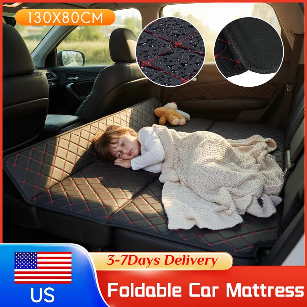 Materasso per Auto in Pelle PU Non Gonfiabile, Materasso da Viaggio Universale Pieghevole per Sedile Posteriore, per Auto, Berlina, SUV, Camion
