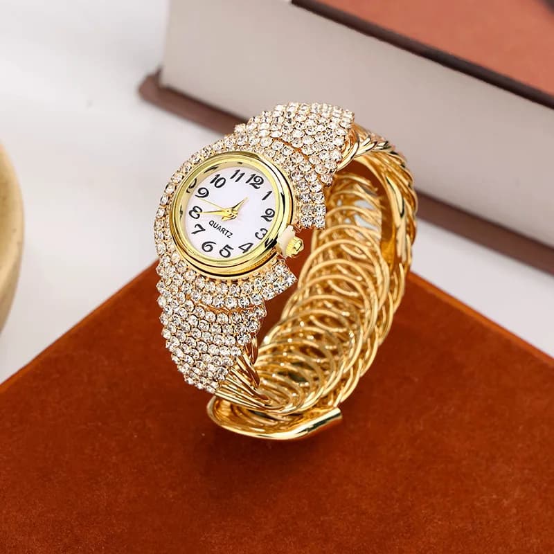 Orologio da donna, orologio da donna con cinturino al quarzo intarsiato con diamanti di lusso leggero e alla moda