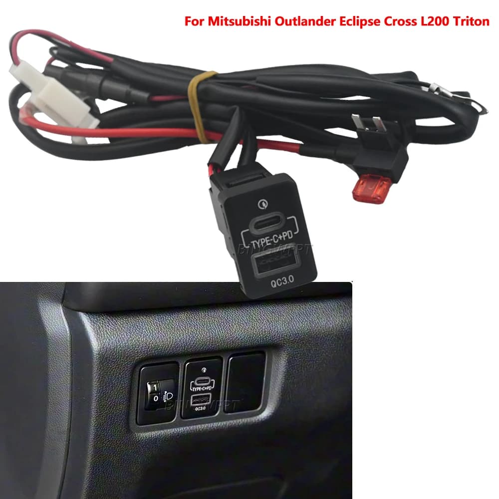 Car USB Charger PD Quick Charge QC3.0 Phone For Mitsubishi Auto Pajero V73V93V97 LANCER EX LANCER Strength Dazzle Outlander