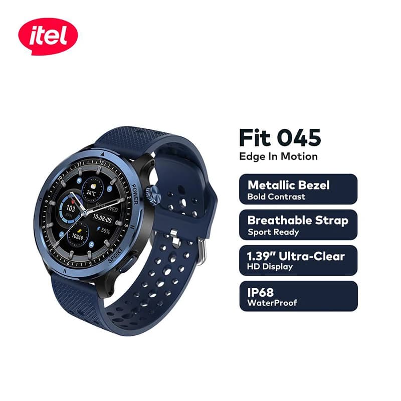 Itel Isw-O45 Long-Lasting Smartwatch Large Capacity Battery Magnetic Fast Charging Ip68 Waterproof Blue Unisex
