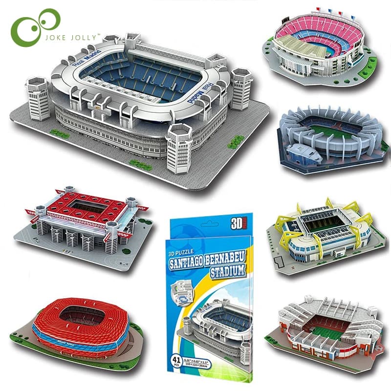 Miniature Football Field 3D Puzzle DIY Models of world famous stadiums Soccer Game Suburb Toys Fans Birthday Toys DDJ Gifts