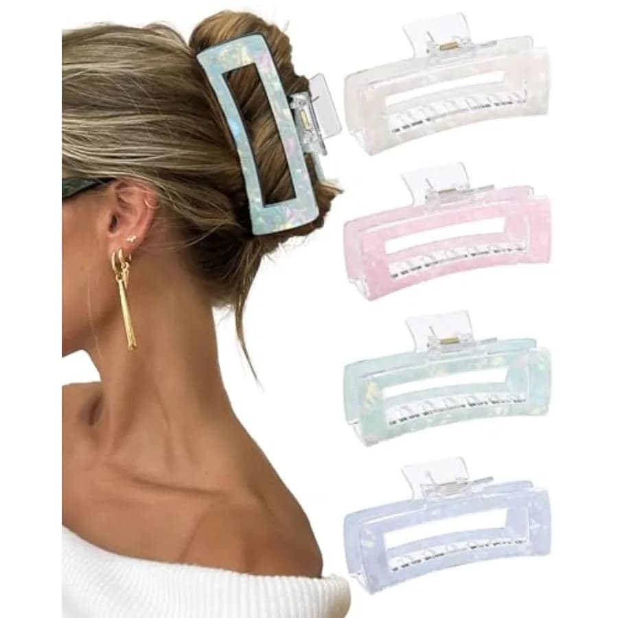 5Inch Large Hair Claw Clips 4 PCS for Women - XL Acrylic Hair Accessories for Thick Hair and Long Hair, Big Strong Durable Hair