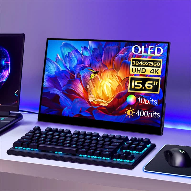 New 15.6'' 16:10 HDR portable gaming monitor 100% DCI-P3 60Hz Update Frequency Aluminum Alloy Support AMOLED Monitor Touchscreen
