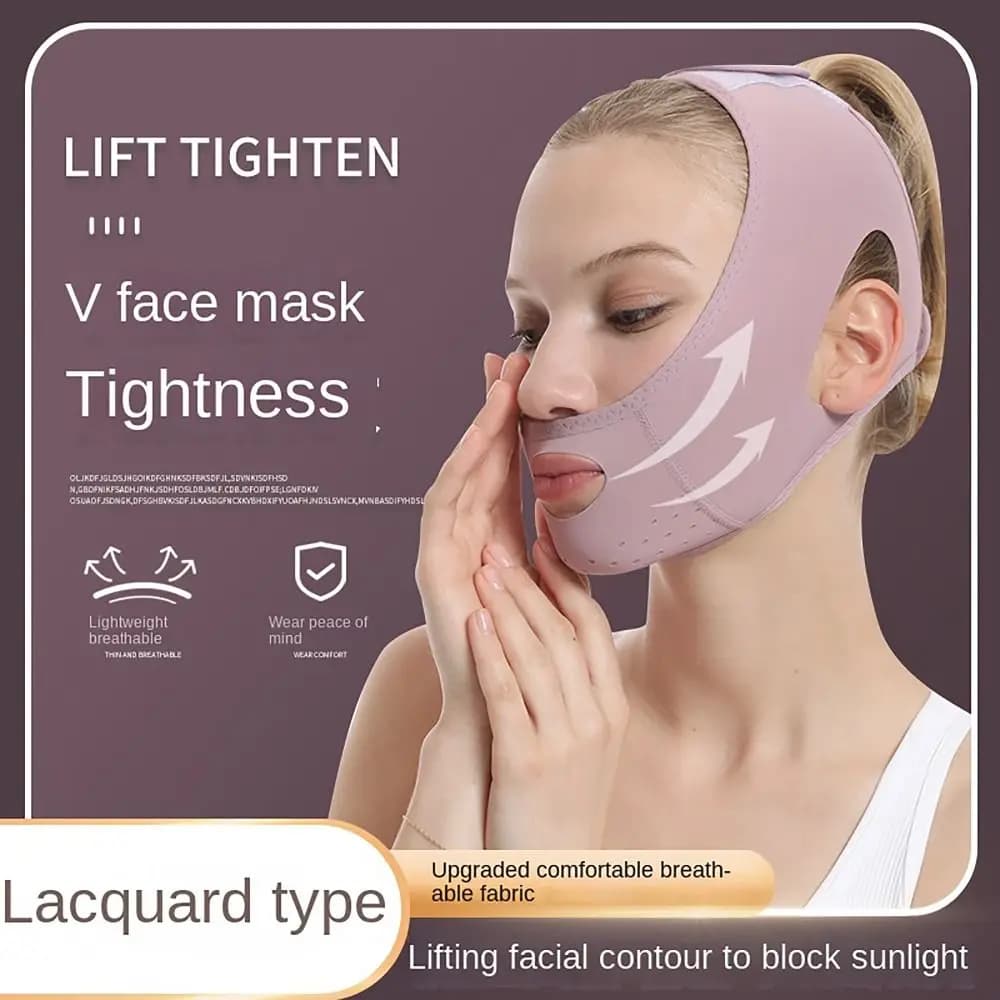 Maschera comoda per l'esercizio delle mascelle, maschera a V per il dimagrimento e il lifting del viso, bendaggio snellente per il viso da indossare durante il sonno per donna