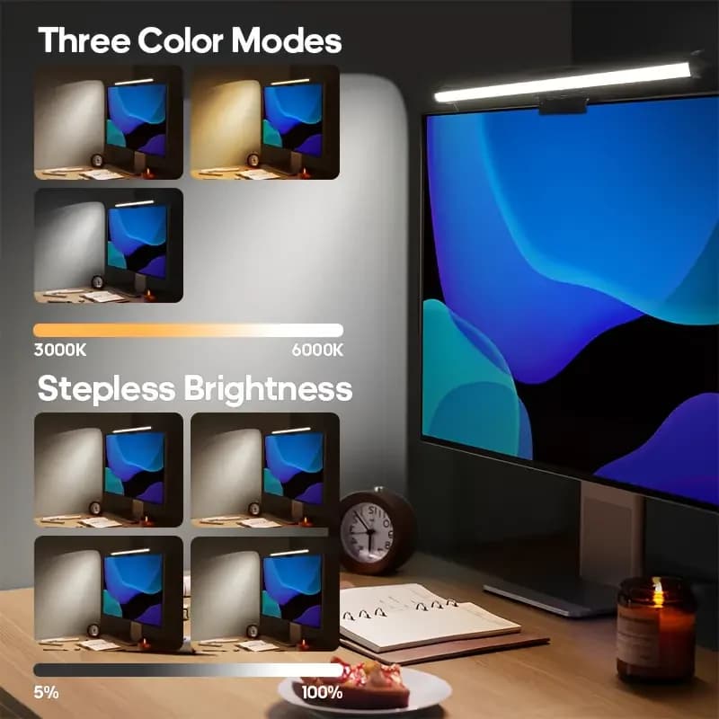 Lampada da scrivania a LED Barra luminosa per monitor Lampada da tavolo per la cura degli occhi Computer Dimmerazione continua Illuminazione Monitor Barra luminosa per schermo per giochi di lavoro