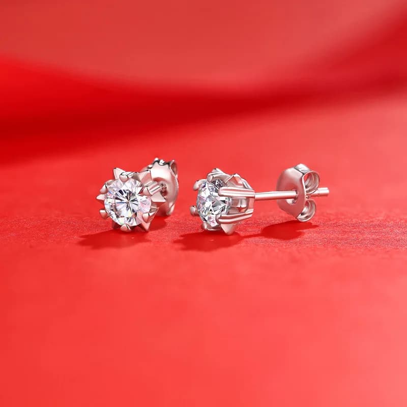 Orecchini a bottone da donna in argento sterling S925 Moissanite 0,5/1CT Orecchini a bottone con fiocco di neve VVS1 Regalo di gioielleria raffinata con certificato