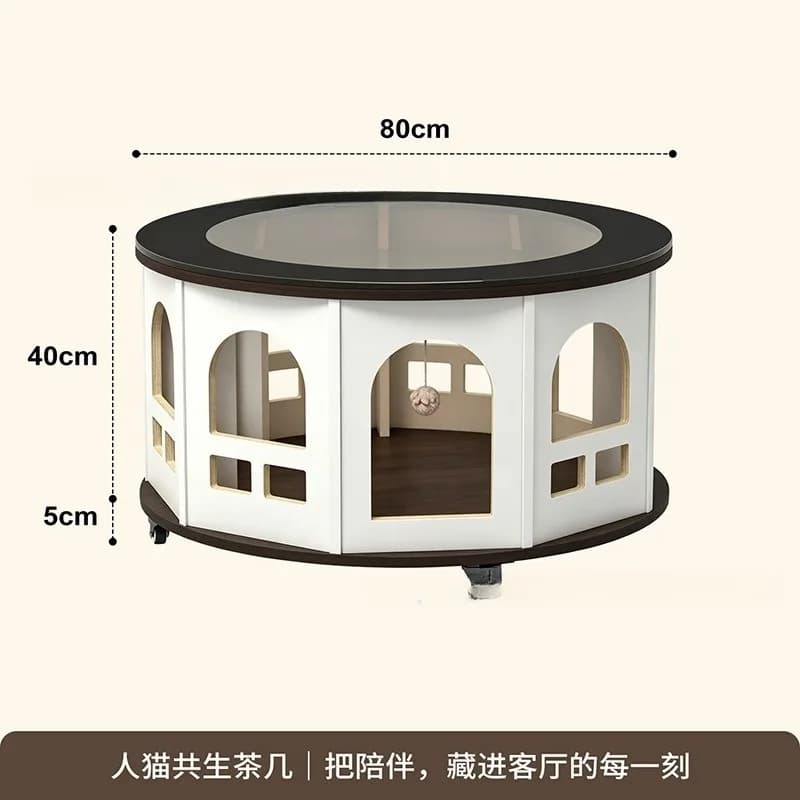People and pets shared table household cat litter pet tunnel dog kennel movable round table