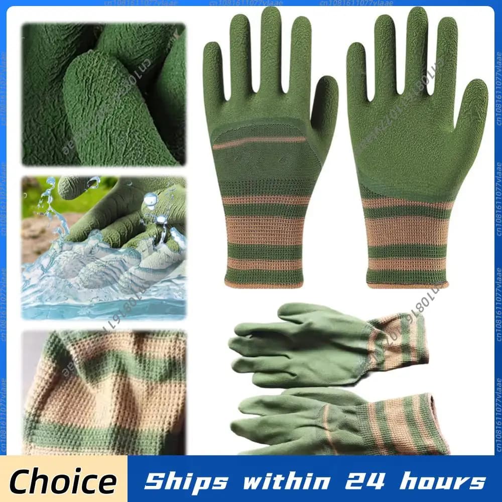 Guanti da Giardino Resistenti, Impermeabili, Antispina, con Presa in Lattice, Protezione Antitaglio per Raccolta Castagne e Giardinaggio