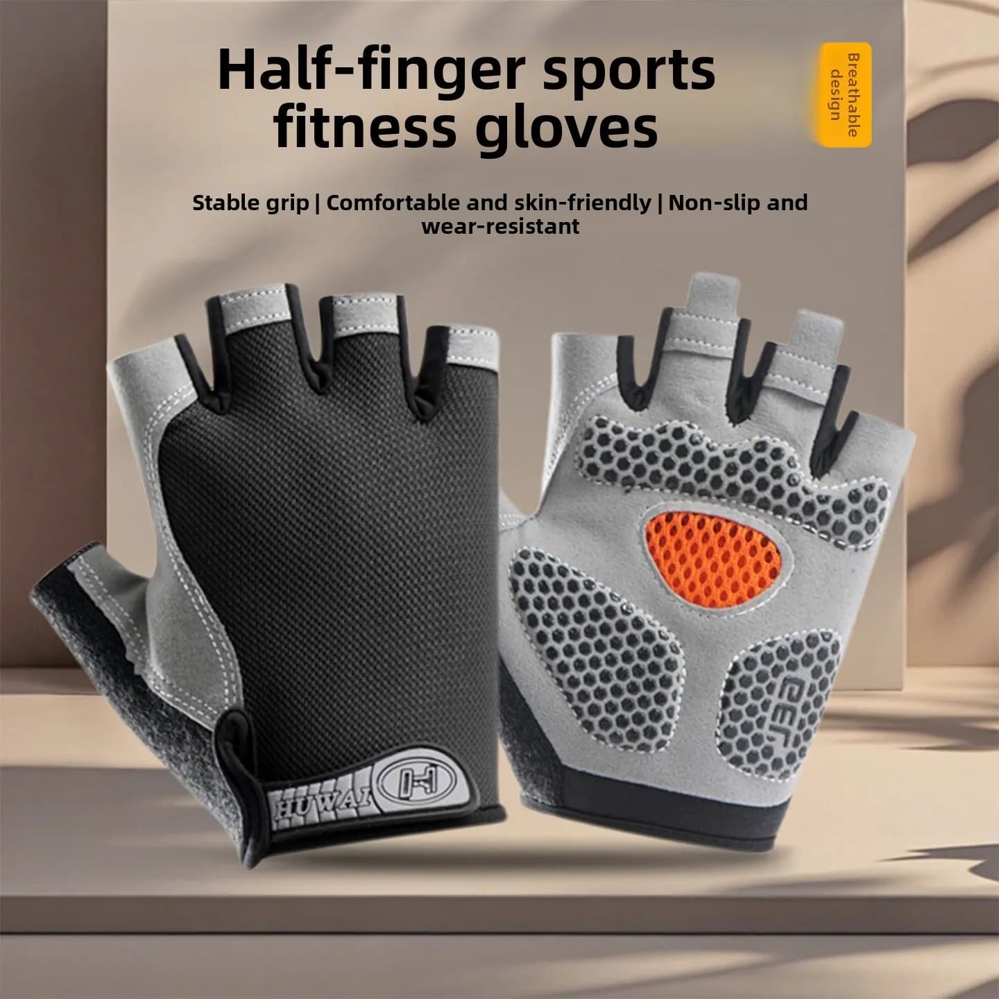 Sports Gloves for Men, Anti-slip, for Tractions, Hand Protection, Half-Date, for Cycling and Climbing, with Urti Absorption