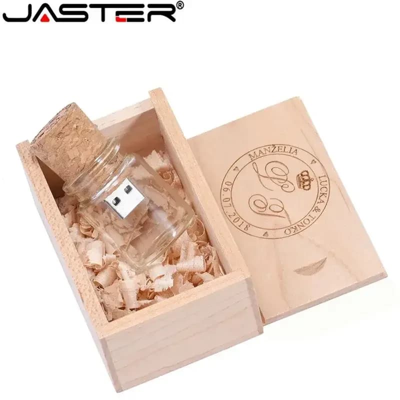 JASTER Nuovo arrivo bottiglia messenger usb 2.0 memory stick bottiglia di vetro deriva unità flash USB pendrive in sughero di legno 16GB 32GB 64GB