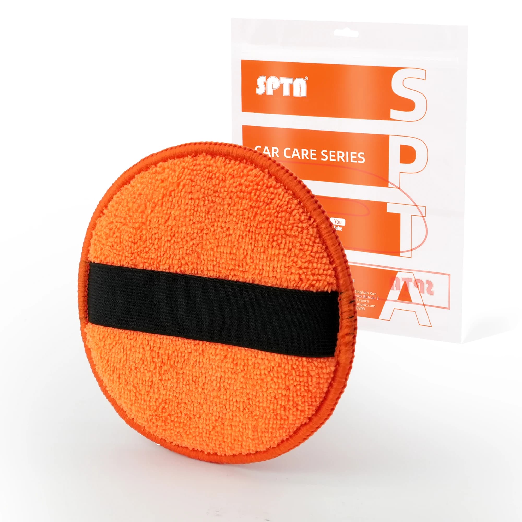 SPTA Tamponi Applicatori in Microfibra da 5 Pollici (125mm) con Fascia Elastica per Lucidatura e Pulizia Auto