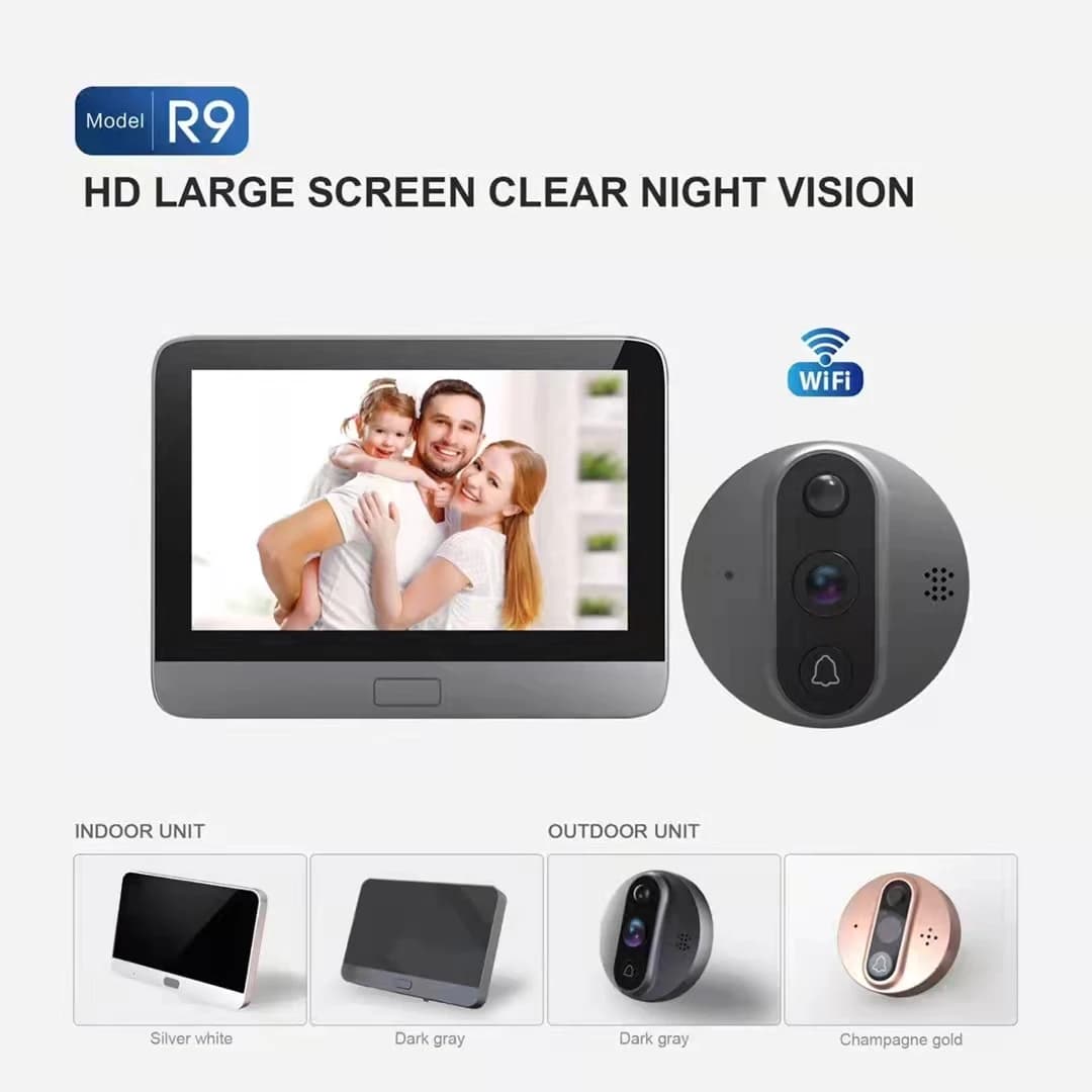 Campanello IP WIFI wireless da 4,3 pollici Tuya APP Videocitofono Citofono Visualizzatore visivo per porta