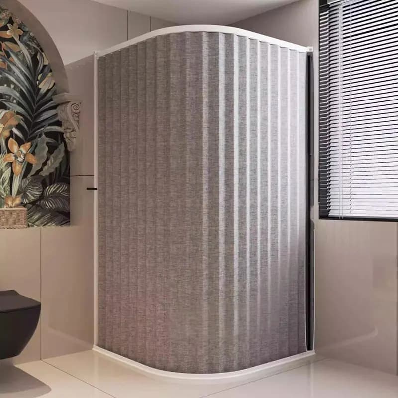 Tenda Doccia Pieghevole in Tessuto Spesso, Divisorio per Doccia, Facile da Installare e Pulire, con Ganci - Offerta Speciale