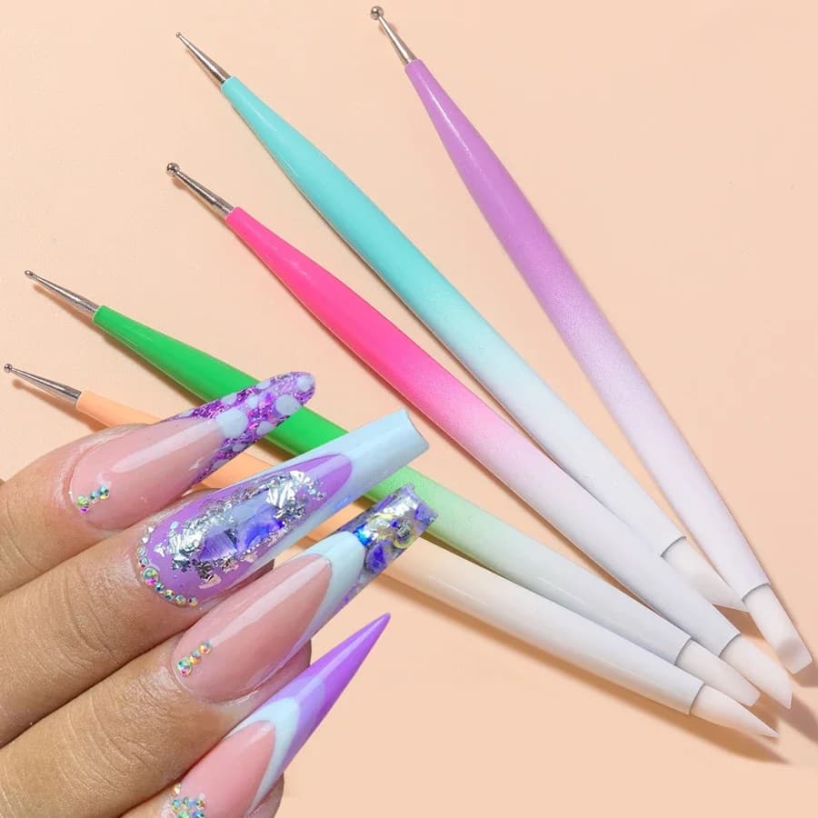 5 pcs pens for nail art double head silicone rhinestone 3D trimmer nail cutting tools for manicure for nail art design