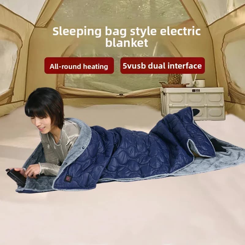 Large Heating Electric Sleeping Bag Blanket Dual-Port Waterproof Windproof Wireless Full Wrap High-Density Dirt-Resistant Shawl