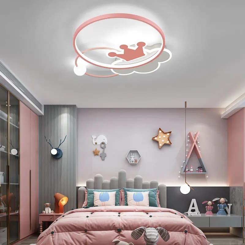 Lampade a soffitto a LED moderne a forma di nuvola, in acrilico rosa oro, per camerette di bambine, neonati e bambini, decorazione per la stanza, lampadario a forma di anello, palla e corona.
