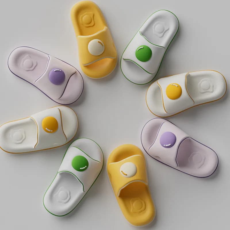 2025 Nuove pantofole per uova da donna in estate con fondo morbido Fondo spesso 4 cm Adatto per uso domestico Pantofole fresche da coppia