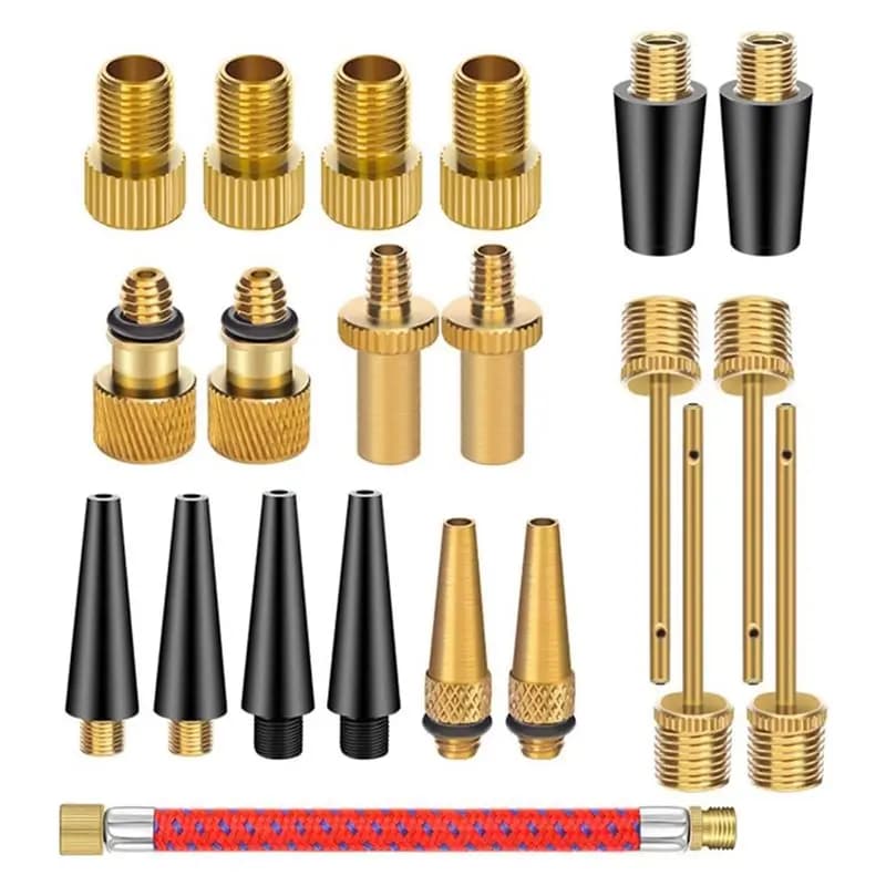 A07T-Bike Tire Pump Accessories Kit- 21PCS Presta Schrader Valve Adapter Tools With Ball Pump Needle