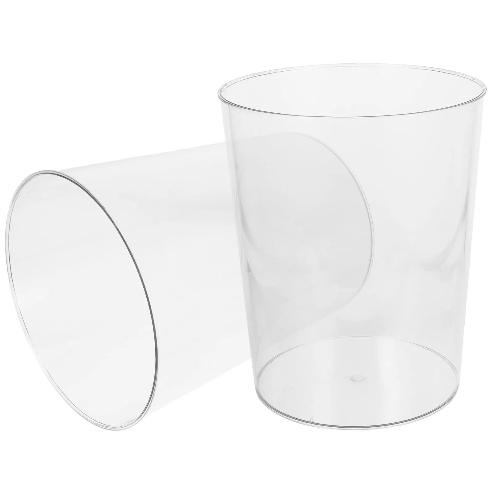 2 contenitori per rifiuti in plastica trasparente, con ampia apertura, facili da pulire, riutilizzabili, per la sala da pranzo, lo studio, semplici e decorativi