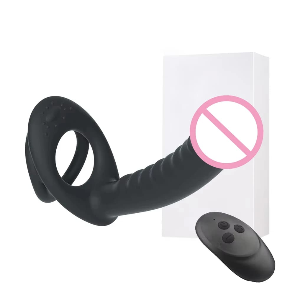 Vibratore anale a doppia penetrazione con cinturino per coppie, vibratore a dildo, plug anale, vibratore per punto G, giocattoli sessuali intimi per adulti per donna