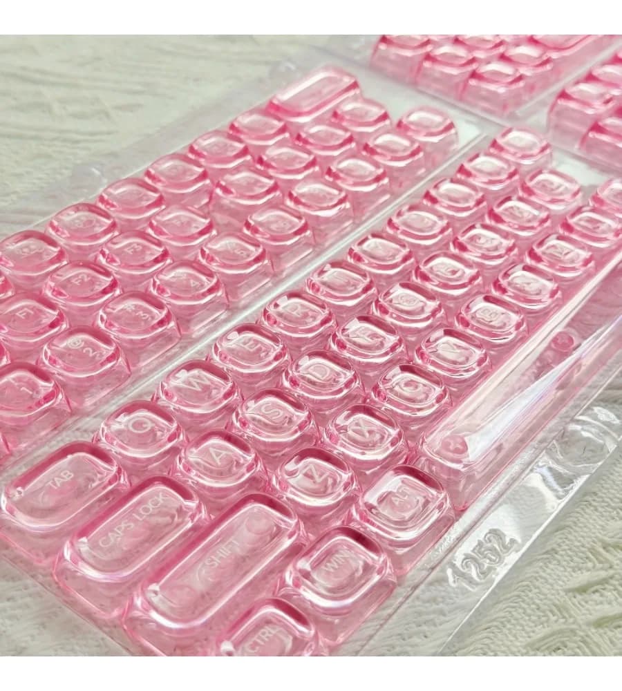 Keycap Personality Pink Transparent Keycap HOA Small Full Set of 132 Keys PC Mechanical Keyboard Full Transparency
