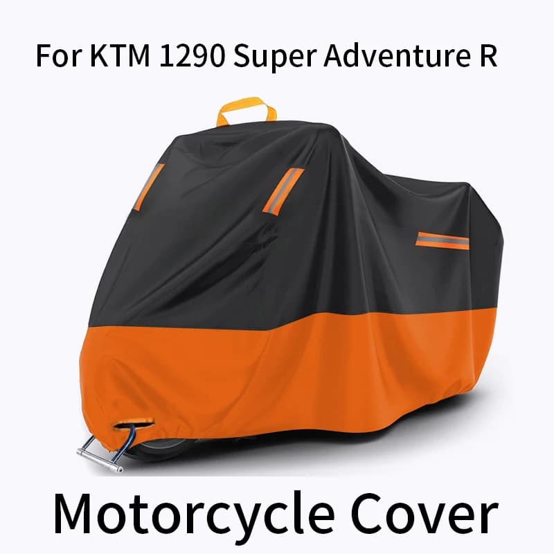 For KTM 1290 Super Adventure R, waterproof UV dust cover with reflective stripes, locking holes and housing