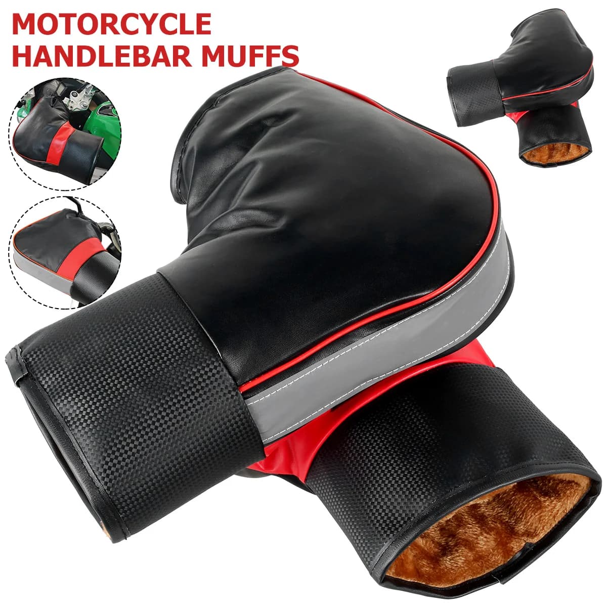 1 pair of handlebar grips motorcycle protectors, hot grip, handlebar, rain resistant winter gloves, winter motorcycle gloves