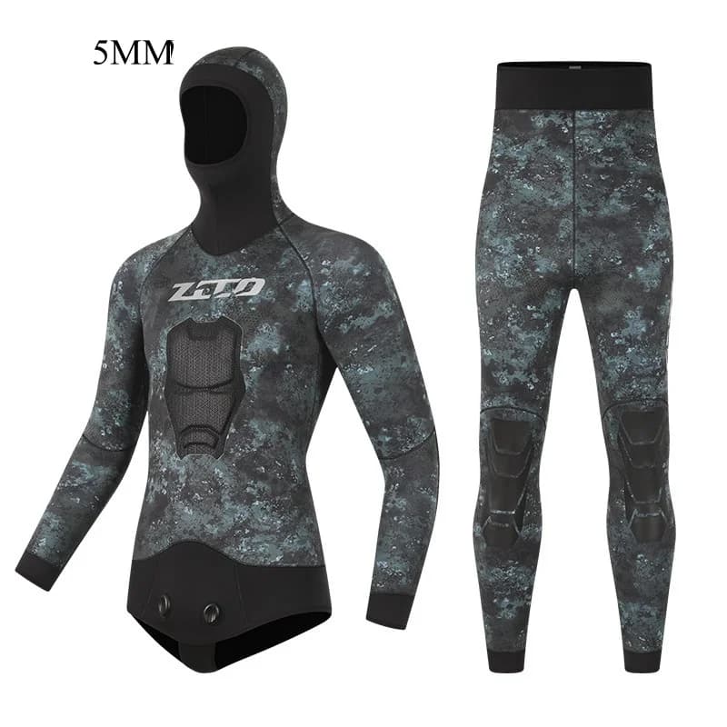 5MM Scuba UnderWater Snorkeling Kayak Swim WetSuit Neoprene with hood 2 pieces Keep warm Underwater Fishing drift Mute by diver